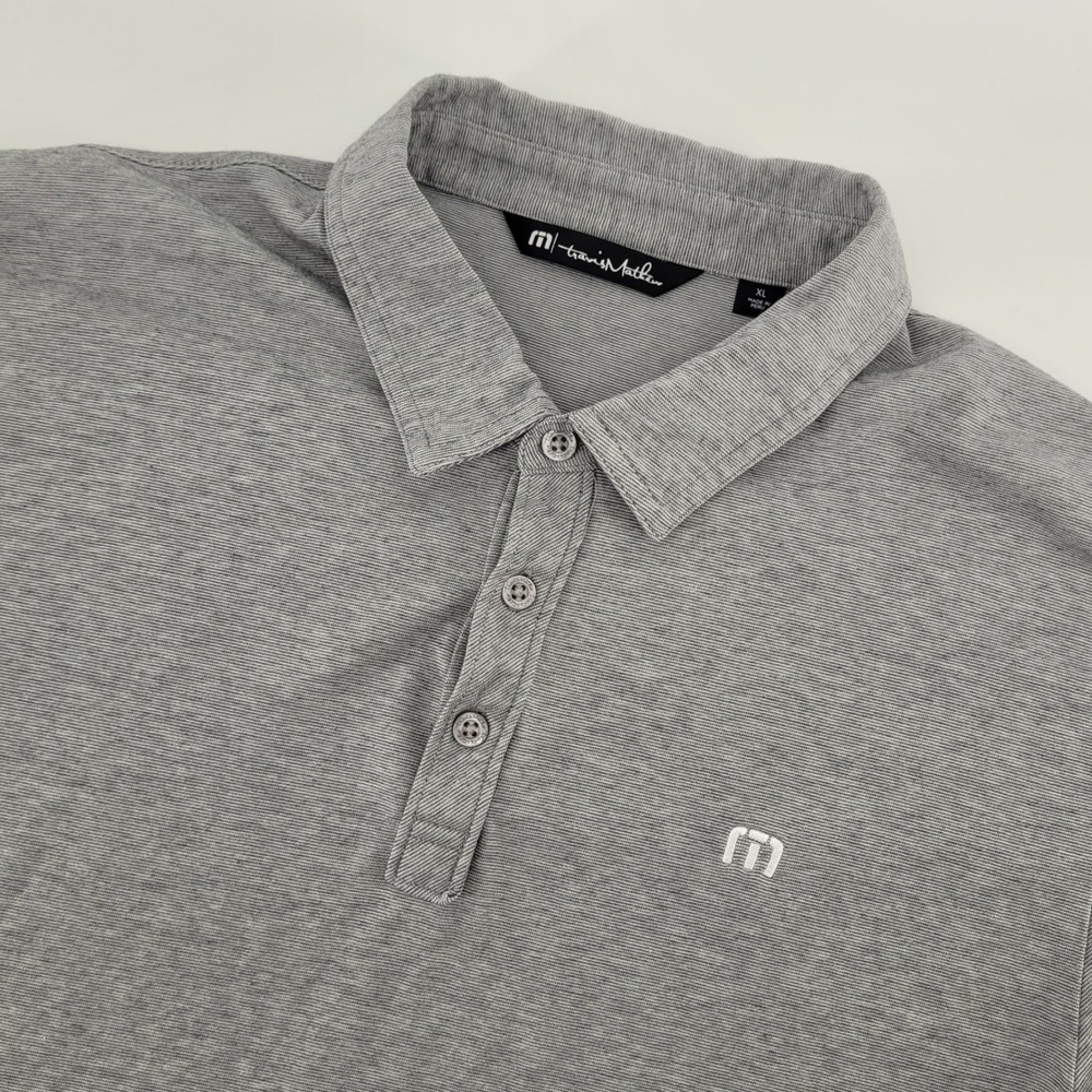 Travis Mathew Polo‎ Shirt Mens XL Gray Pima Cotton Blend Short Sleeve Golf Logo